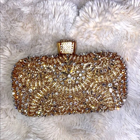 GOLDEN GLITZ AND CRYSTAL 3WAY CLUTCH - Picture 1 of 10